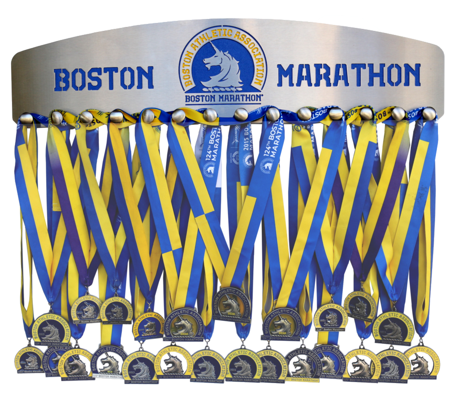 Boston Marathon official medal holder by blue diamond